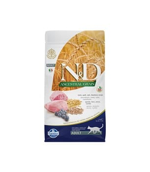 N&D Düşük Tahıllı Kuzu Etli ve Yaban Mersinli 1.5 kg Yetişkin Kedi Maması - 1