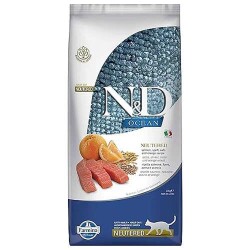 N&D Ocean Düşük Tahıllı Kısırlaştırılmış Somonlu ve Portakallı 10 kg Yetişkin Kedi Maması - N&D