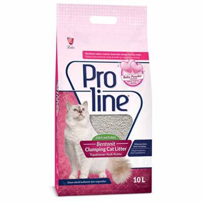 Proline Doğal Topaklanan Baby Powder Kokulu İnce Taneli Kedi Kumu 10 Lt - 1